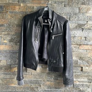 Victorias Secret size small Moda International Black leather jacket